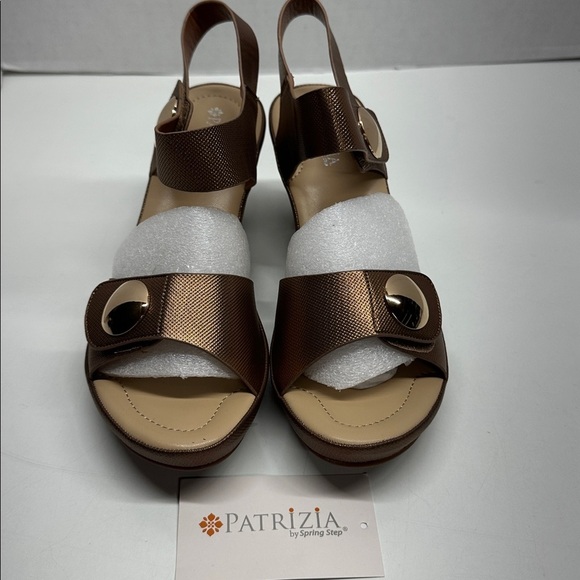 Patrizia by Spring Step Dade Heeled Sandal Shoes Open Toe Metallic Bronze Size 9 - Picture 2 of 8